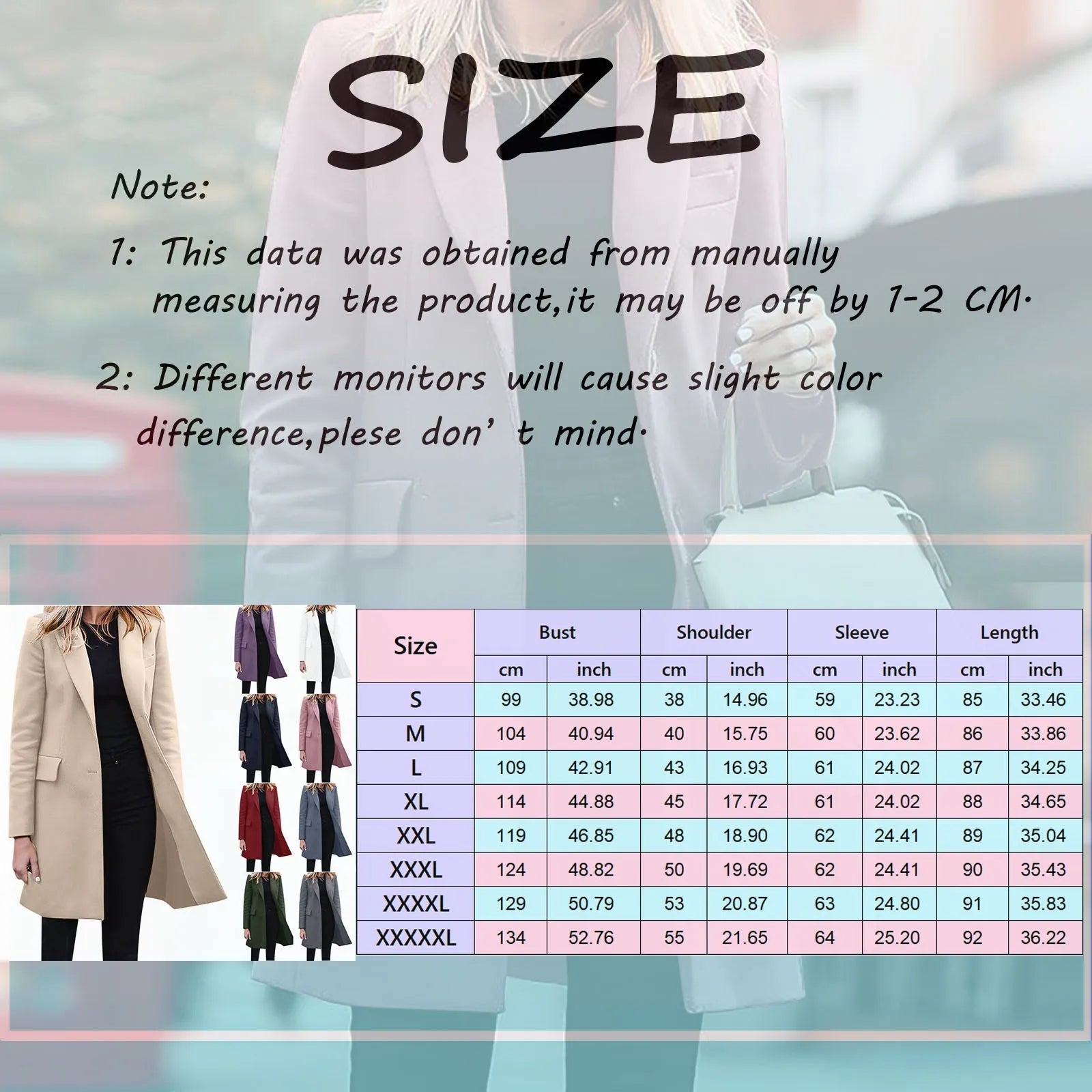 Autumn Winter Trench Coat For Women Suit Coat Single-Breasted Long Blazer Jacket Women Coat Casual Light Weight Thin Jacket