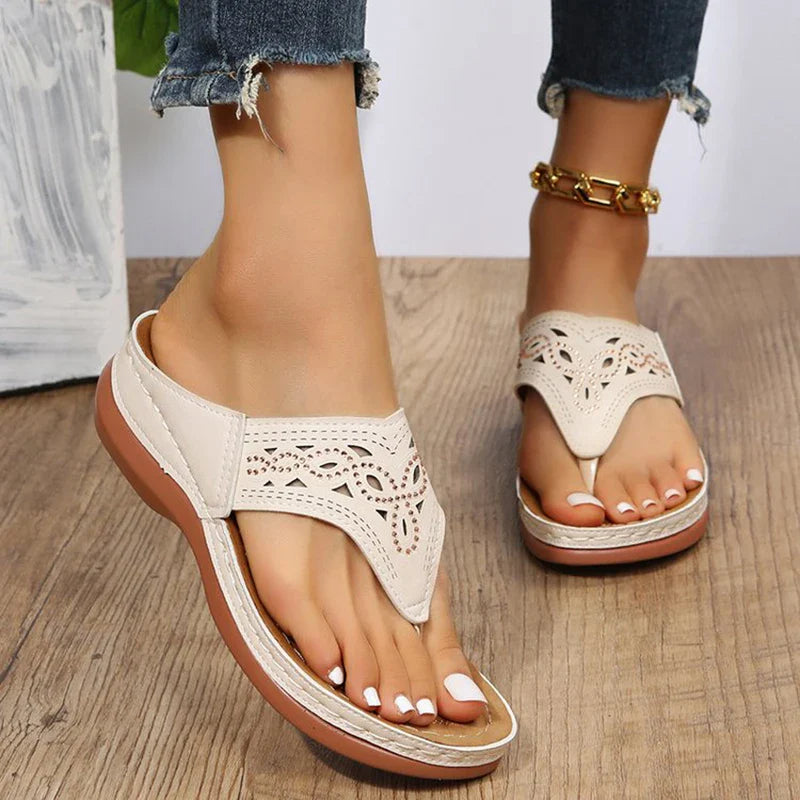 Clip Toe Wedge Sandals Women Summer Thick Platform Beach Sandals Woman Plus Size 44 Low Heels Gladiator Sandalias De Mujer