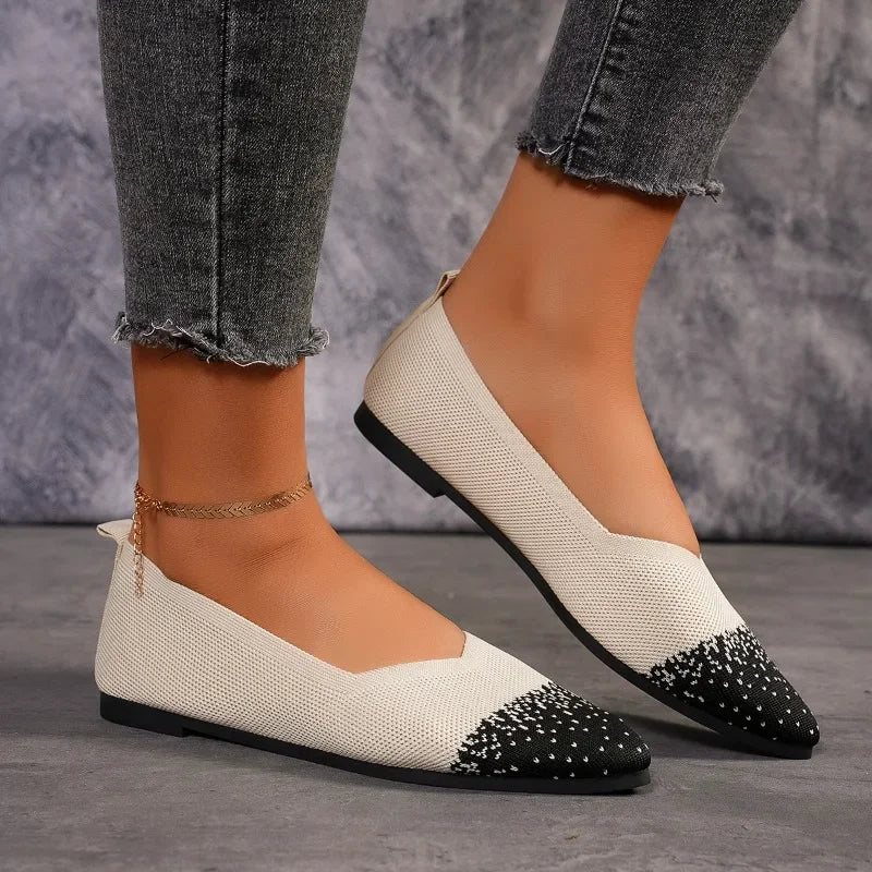 Flat sole single shoe women's spring/summer/autumn new mesh fabric shallow mouth soft sole breathable women's shoes