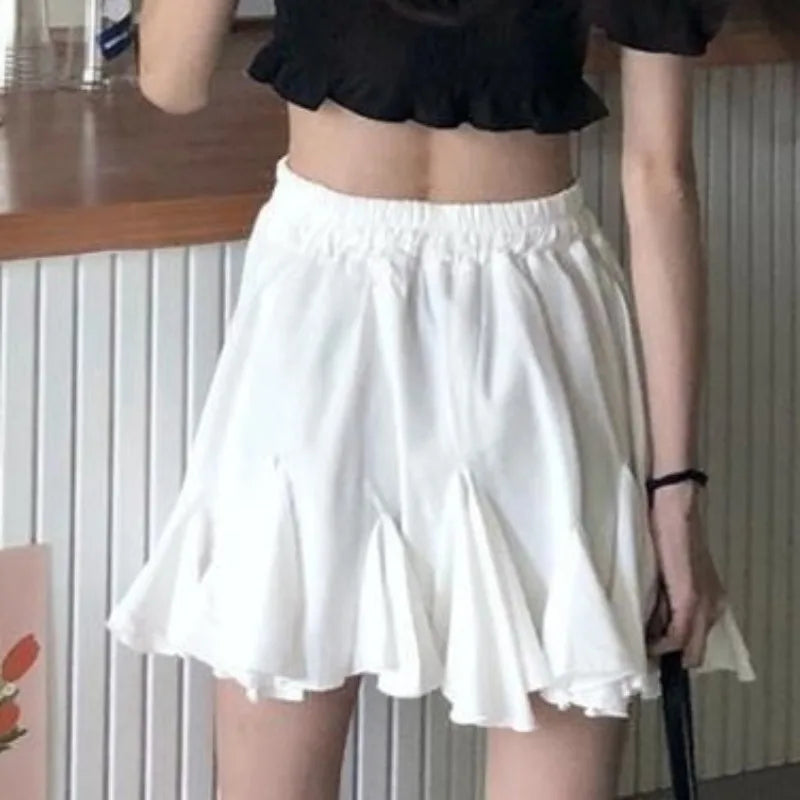 Ball Gown Skirts for Women Simple Mini Summer Hot Girls Clothing Solid Chic High Street New Trendy All-match Thin Soft Leisure