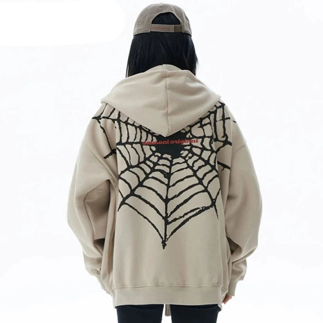 Spider Web Zip Up Hoodie