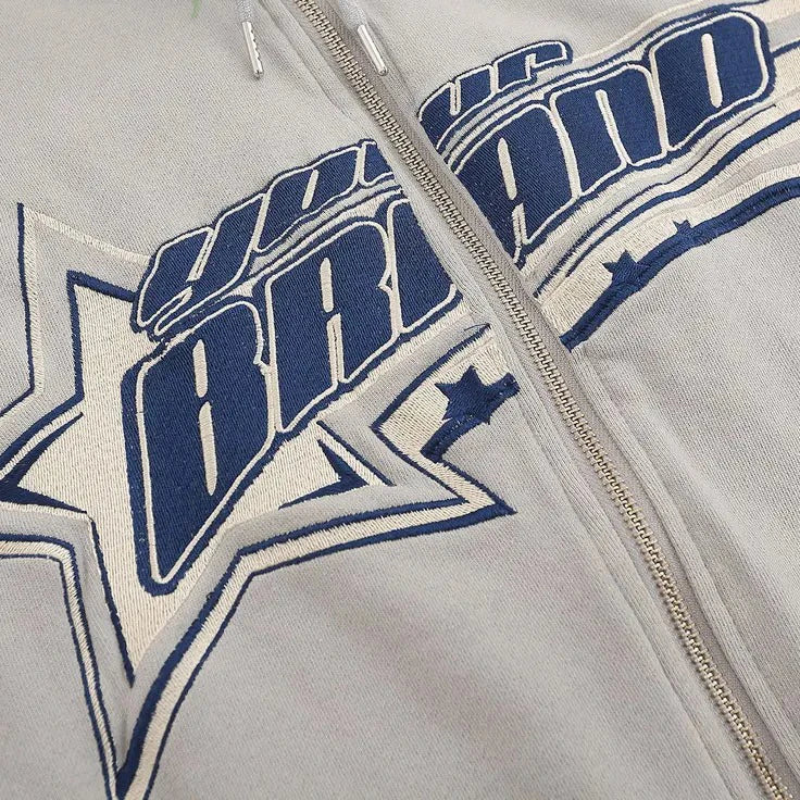 Zipper Hoodie Embroidery Star