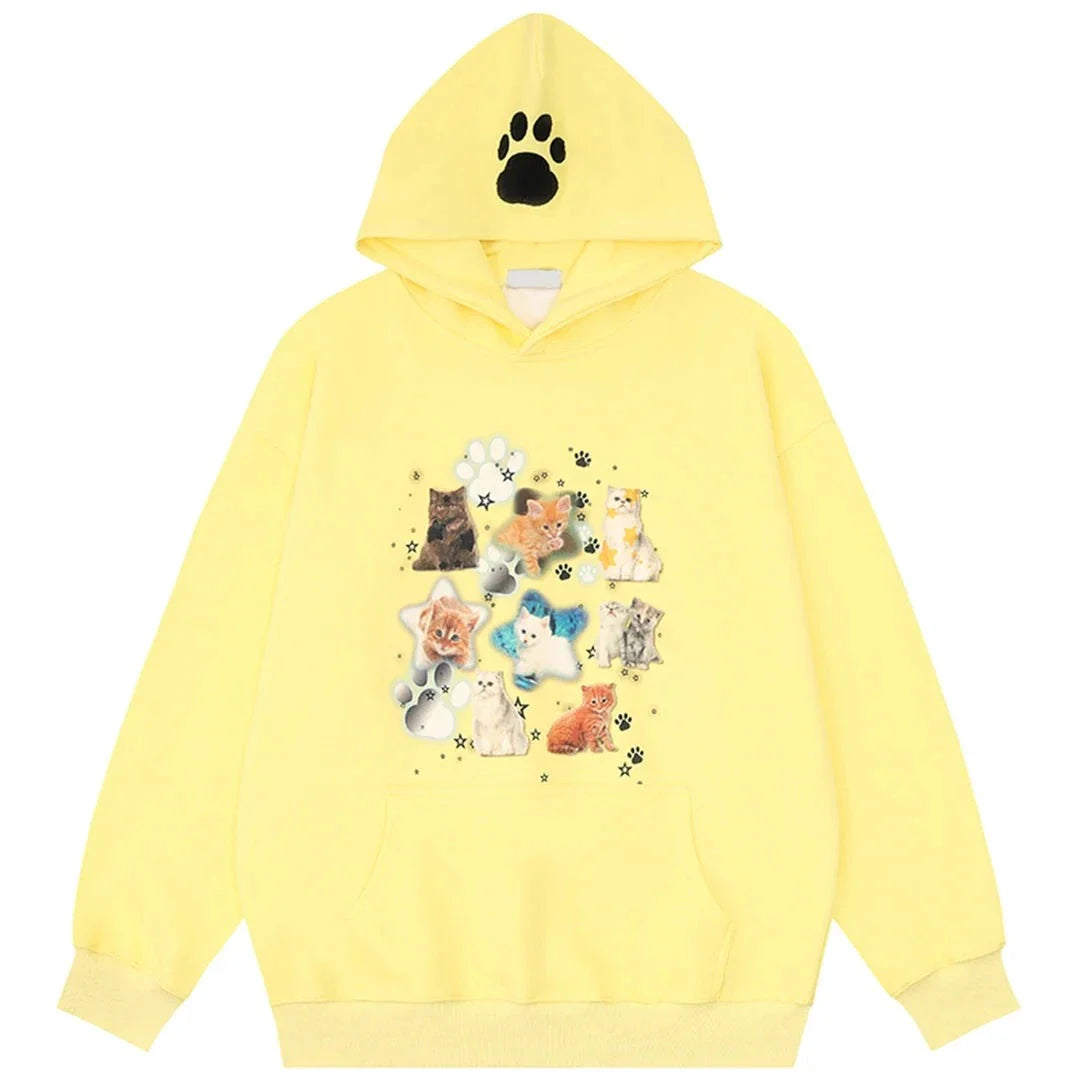 Yellow Cat Hoodie Cute