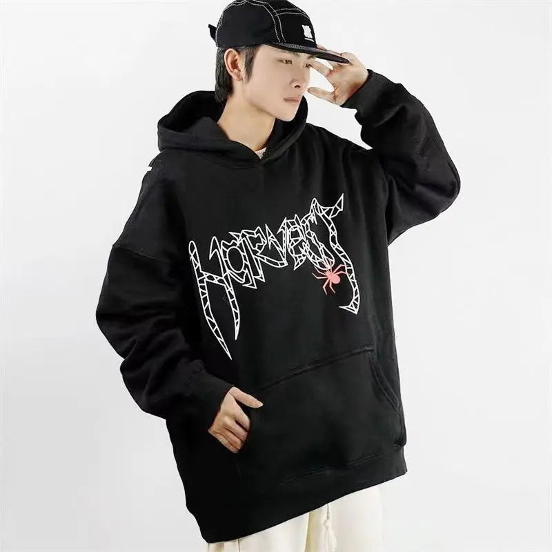 Black Oversized Spider Hoodie