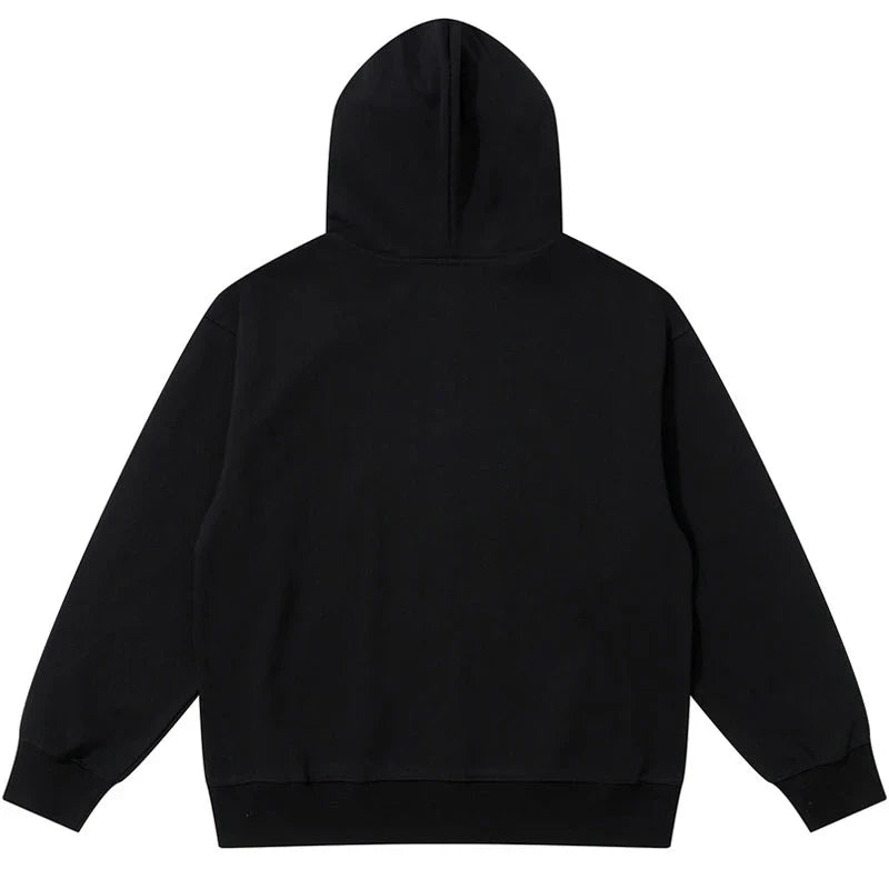 Star Graphic Zipper Hoodie Black