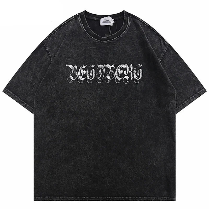 Washed Black Graphic T Shirt