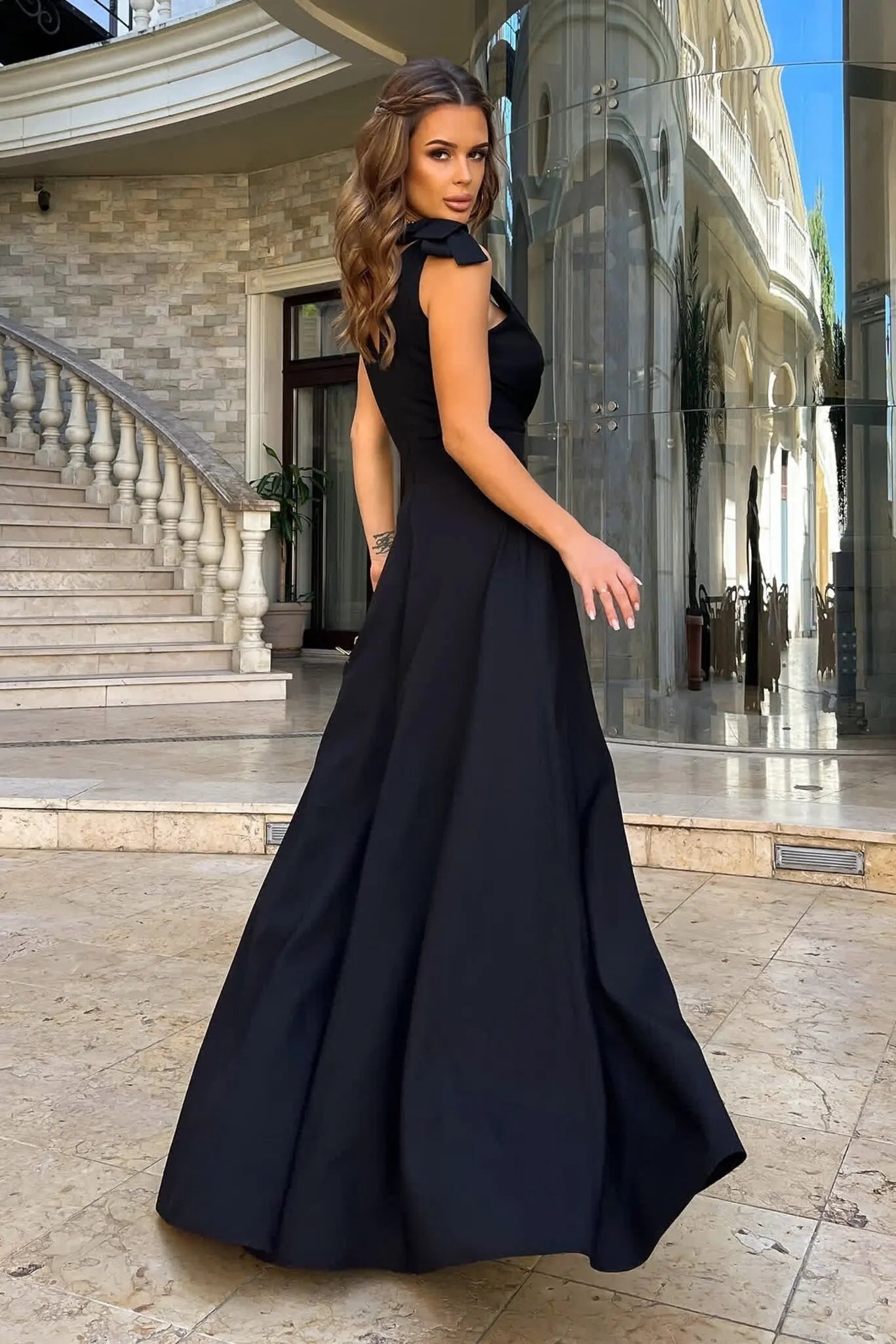 Elegant Sleeveless Pleated Dress Summer Casual New Fashion Evening Party Sexy V-neck Long Off Shoulder Women's Prom Dresses