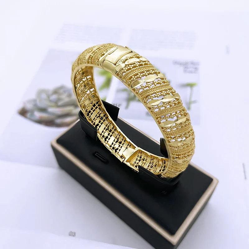 Dubai Bangles 24K Gold Plated Bracelet For Women Wholesale Jewellery Wedding Party Gift