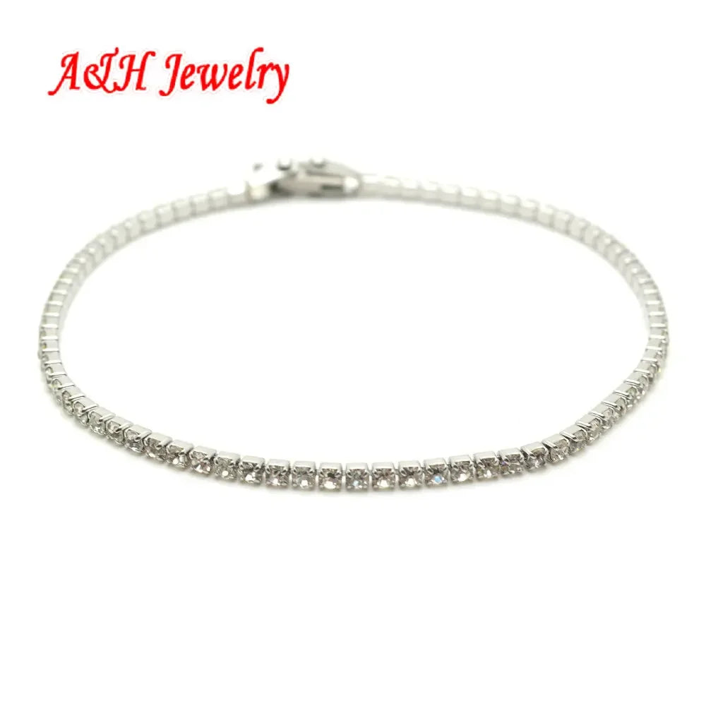 Allergy Free 304L Stainless Steel Sparkly Cubic Zircon Tennis Link Bracelets 3mm Wide Lovely Gift For Men and Women