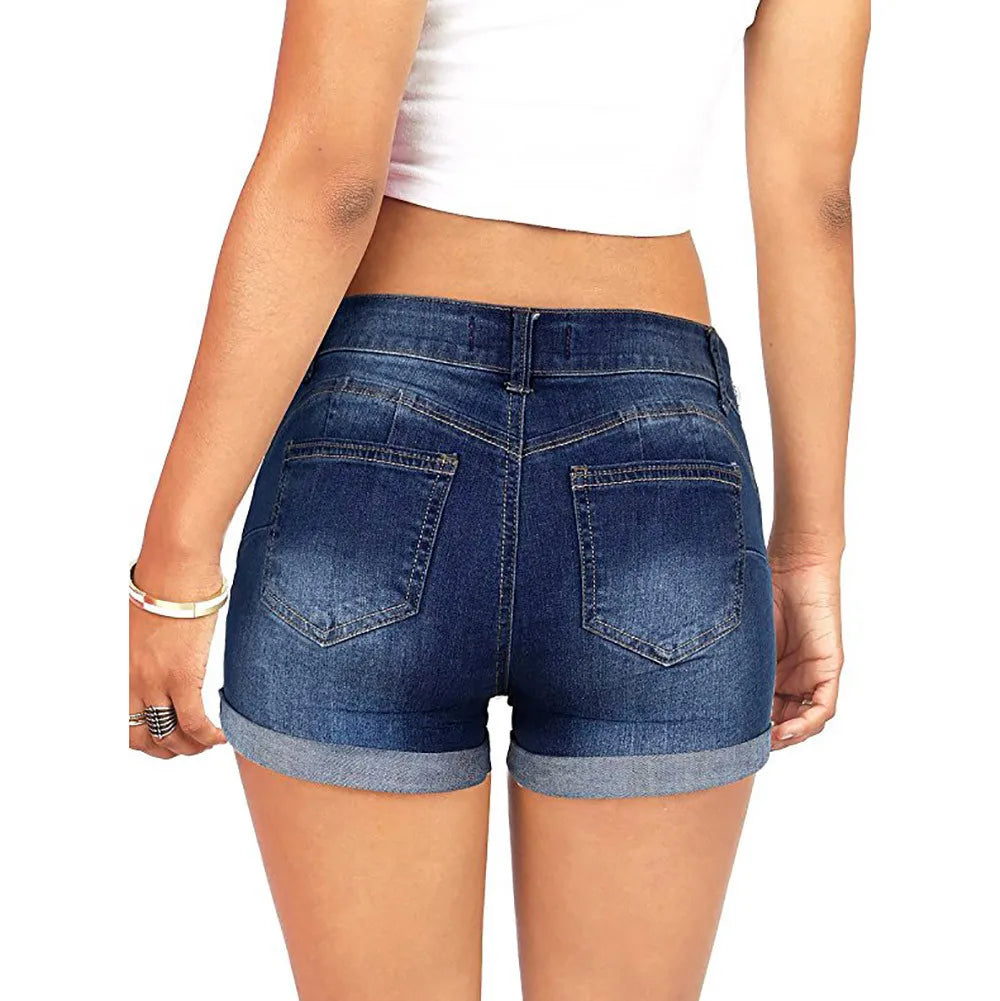 Fashion Loose Hole Jeans Shorts With Pockets Cool Women Street Denim Booty Shorts New Summer Women's Denim Shorts Casual