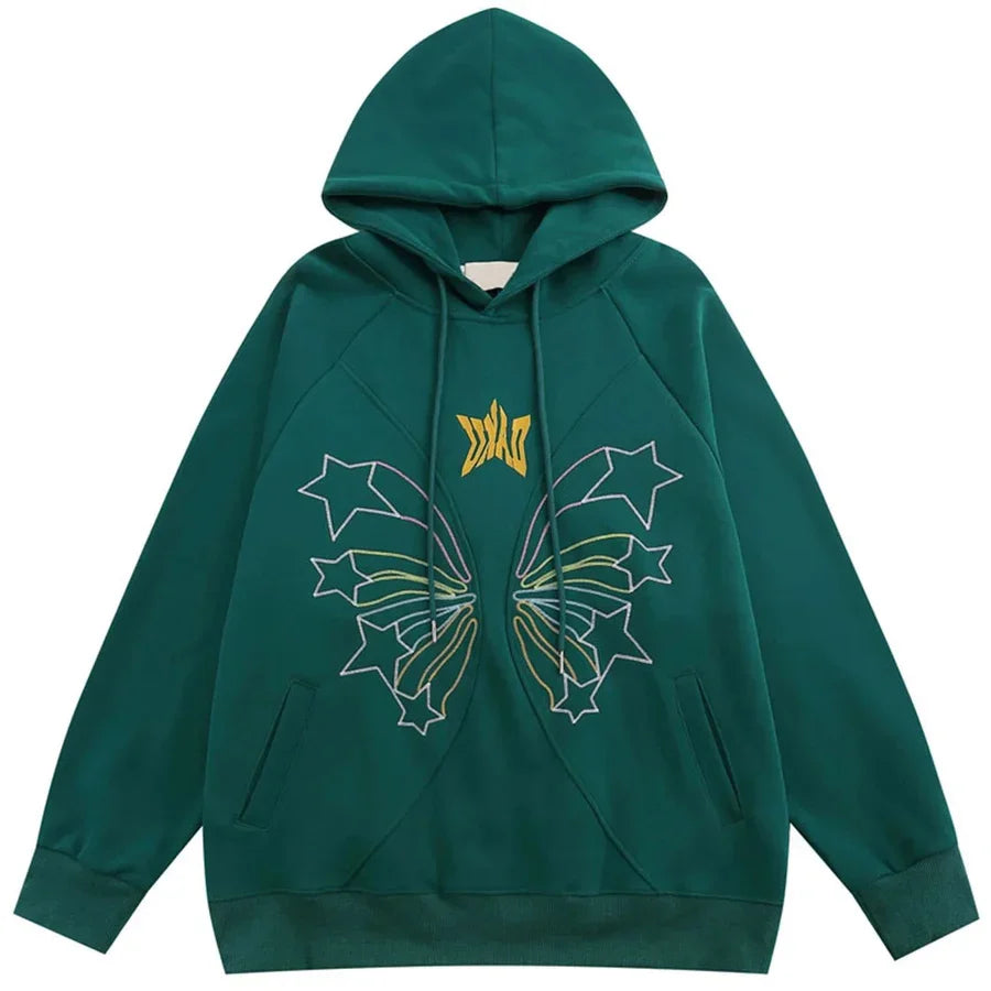 Embroidery Star Butterfly Hoodie