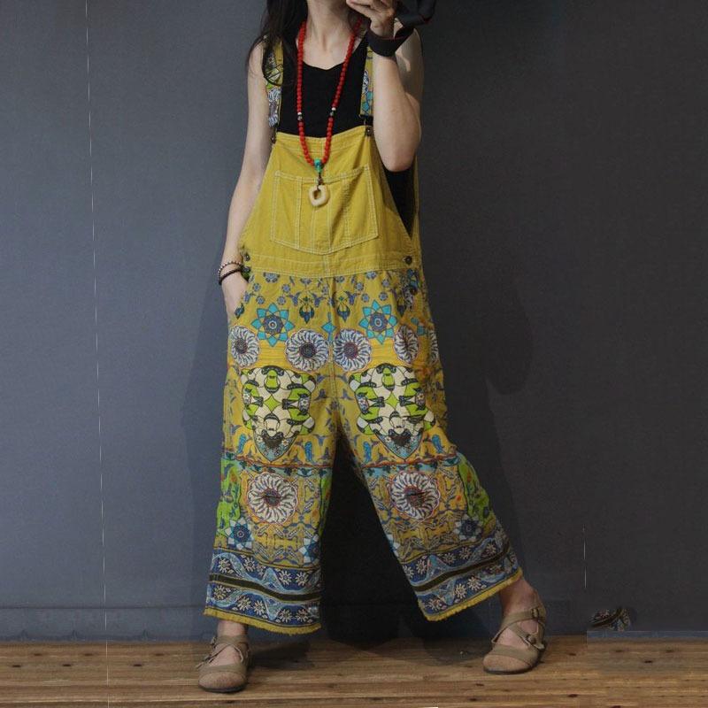 Ethnic Vintage Printed Wide Leg Jumpsuits