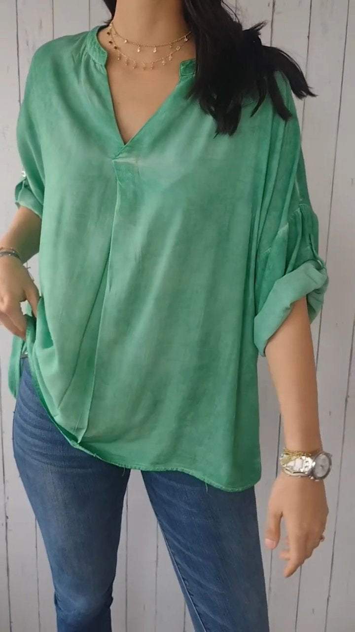 V-neck Mid-sleeve Comfortable Casual Top