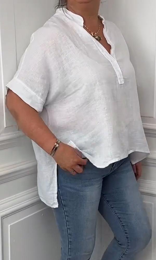 Casual And Comfortable V-Neck Linen Top