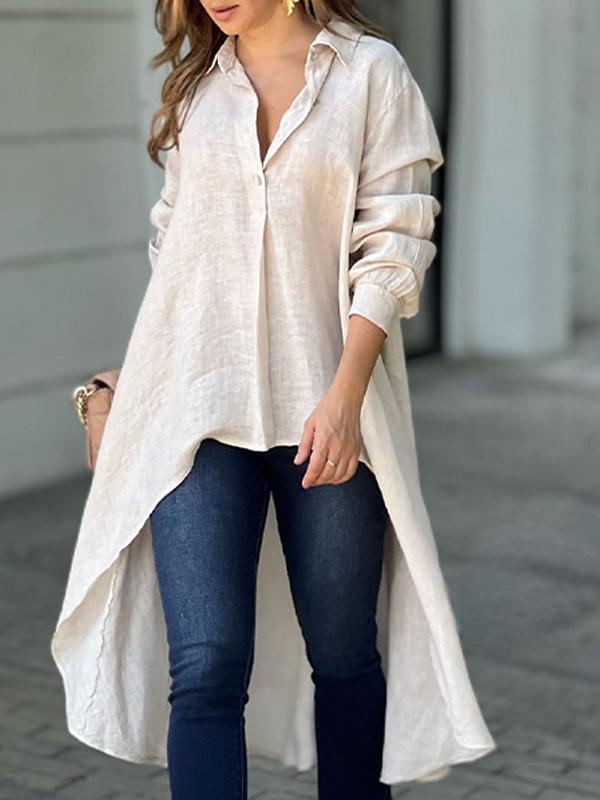 Cotton and Linen Elegant Lapel Top