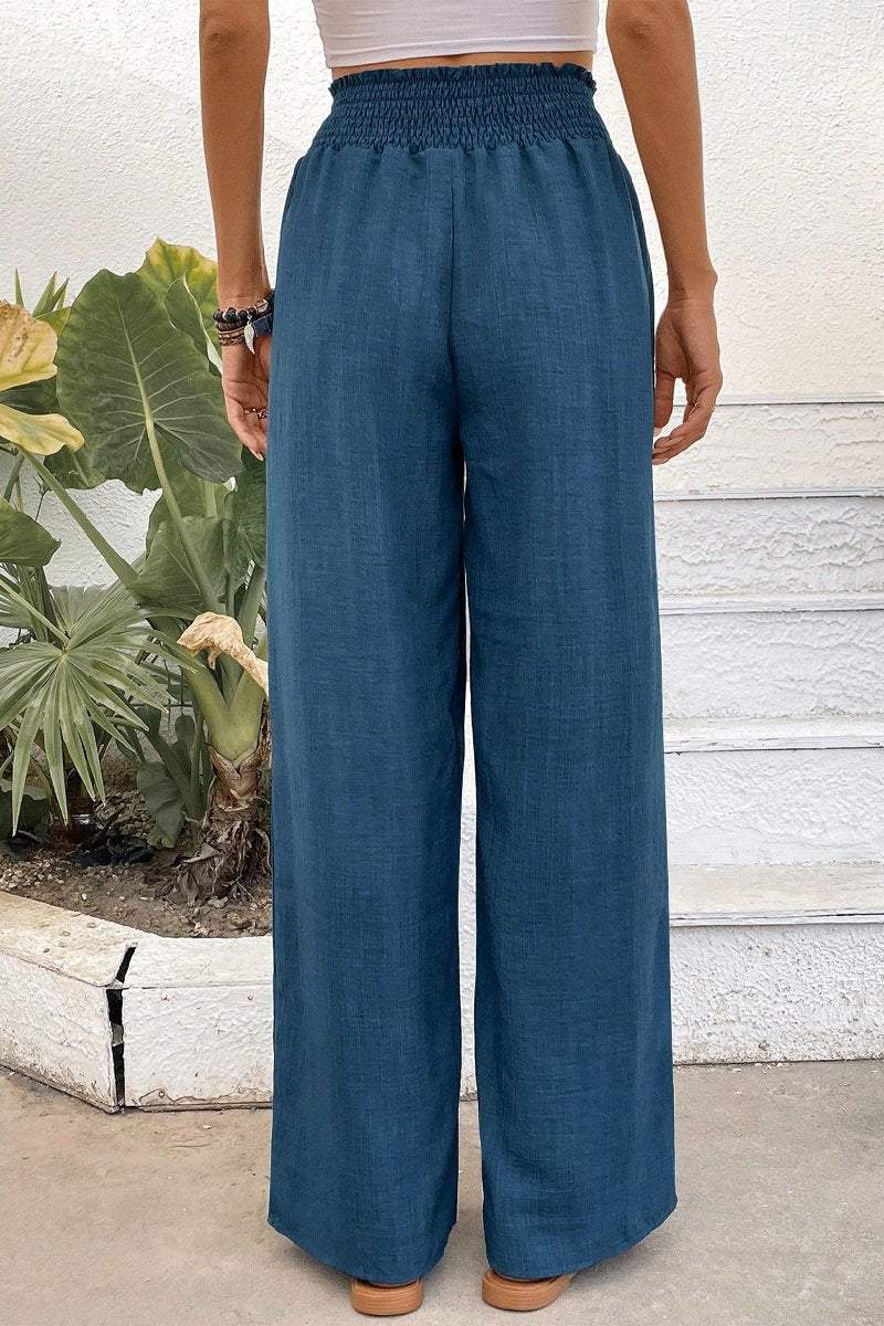 Cotton and linen solid color trousers