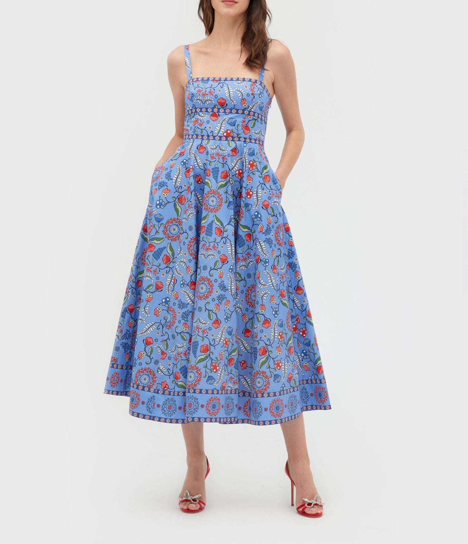 The Blue Floral Print Midi Dress