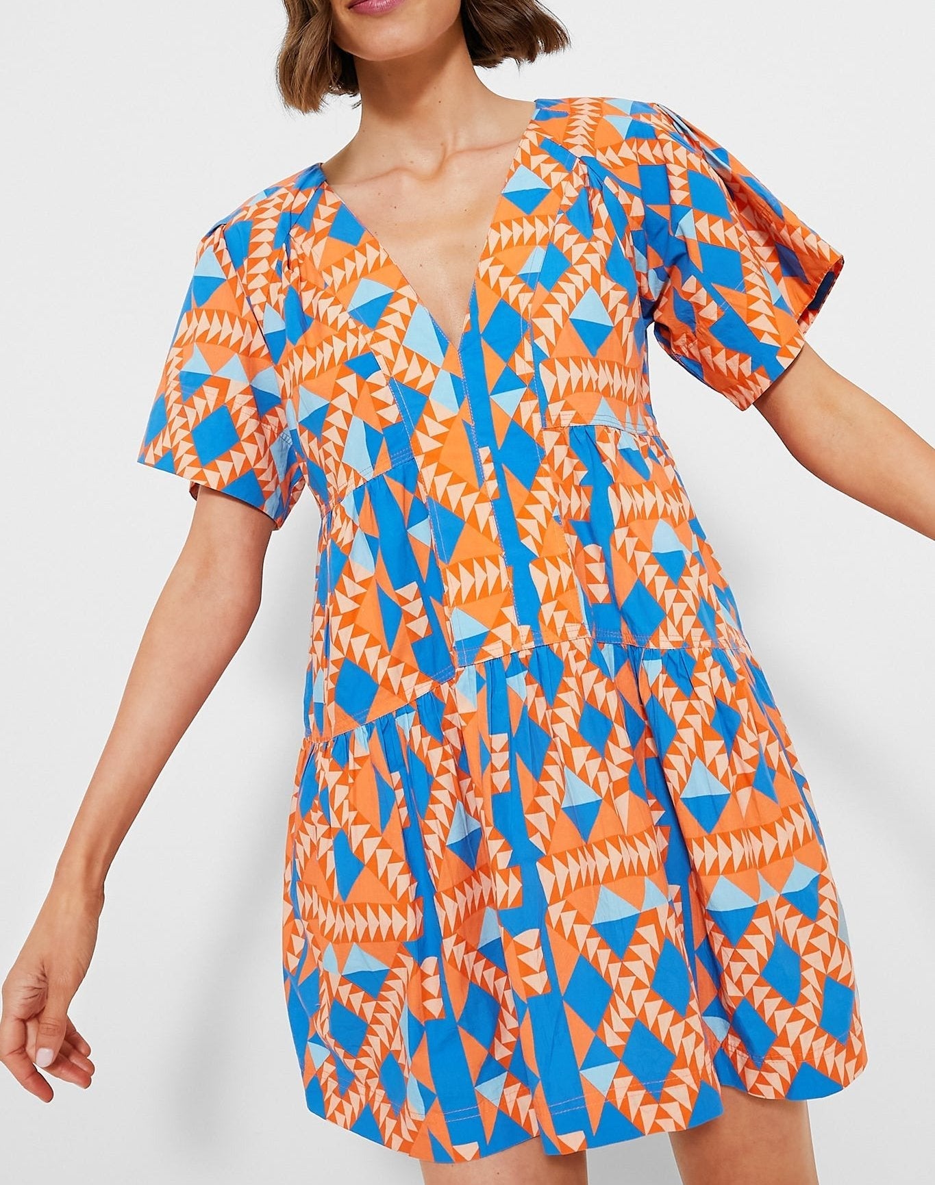 Grecian Geo Poplin Dress