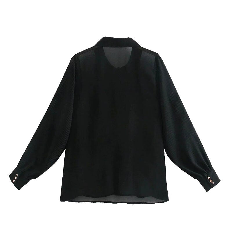 BLACK PLEATED BLOUSE