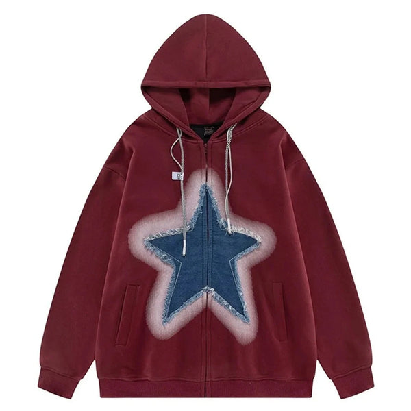 Star Hoodie Vintage Red